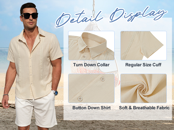 mens short sleeve button down shirts men''s vacation shirts men cuban guayabera shirts for men