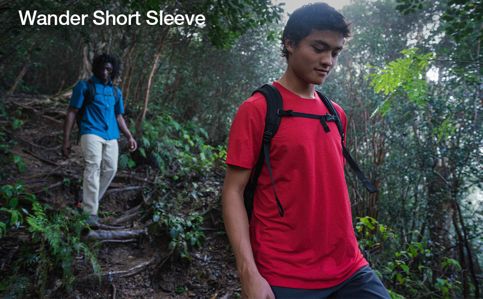 Get lost in adventure with the sweat-wicking Wander short sleeve shirt.