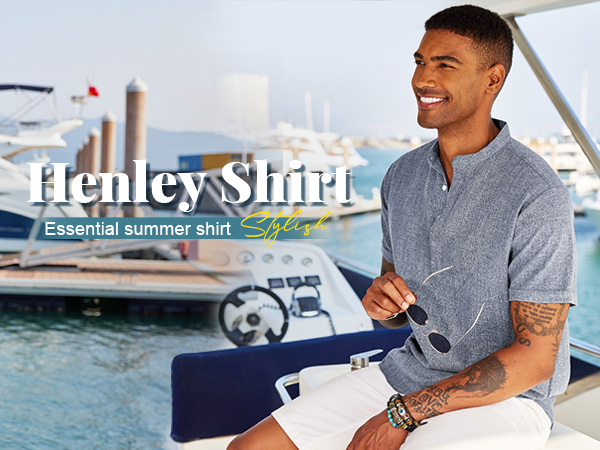 mens linen henley shirts