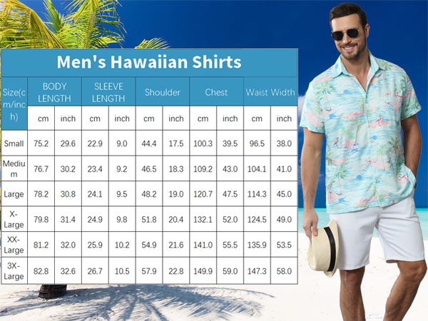 Hawaiian shirts size chart