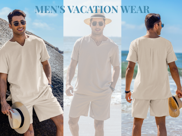 Men''s 2 Pieces Cotton Linen Set