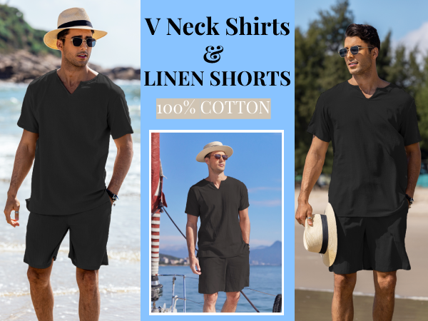 short Sleeve Henley Shirts and Pant Outfits