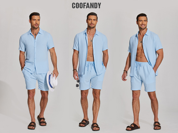 mens two piece short sets for summer