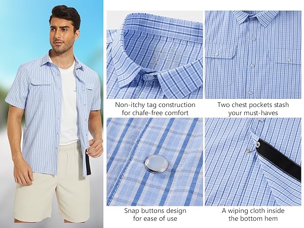 button down shirt for men hiking fishing