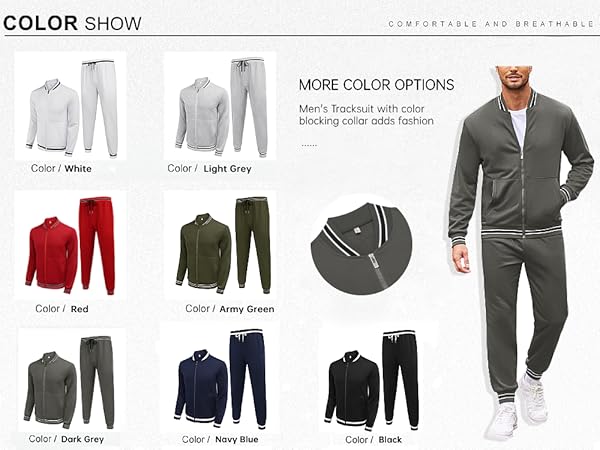 coofandy 2 piece zip up tracksuits casual joggers suits men