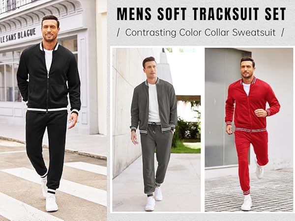 COOFANDY Men''s 2 Piece Tracksuit Sets Full Zip Sport Jogging Suits with Pockets