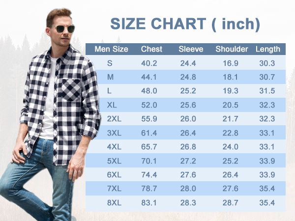 men size chart