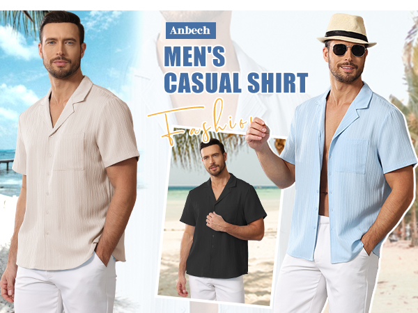 Anbech Mens Summer Beach Shirts