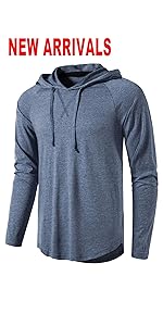 MUSE FATH Mens Long Sleeve Athletic Performance Lightweight Hoodie