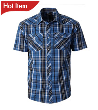 Gioberti Men&amp;#39;s Short Sleeve Plaid Western Shirt W/Pearl Snap-on Buttons