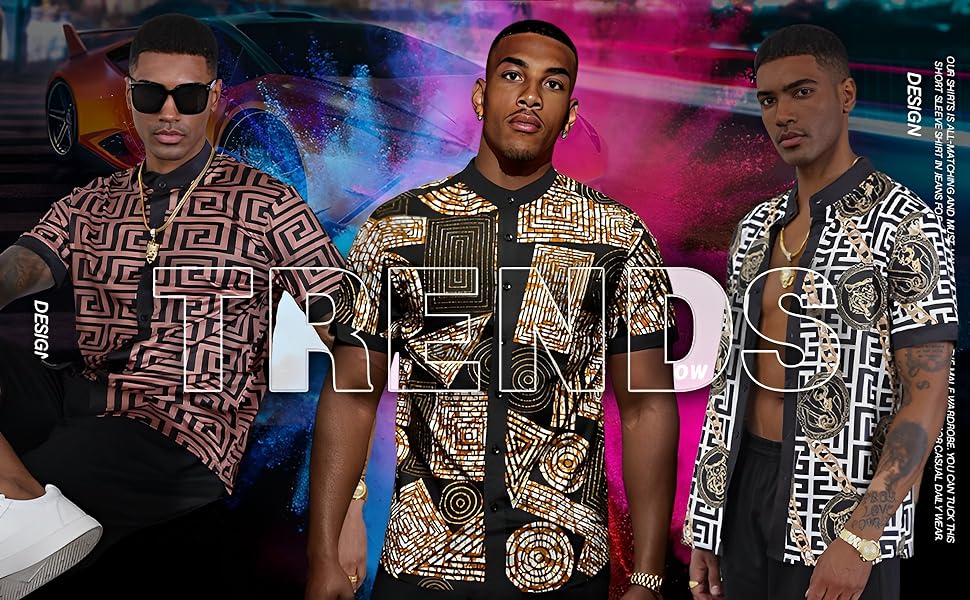 Mens African Traditional Pattern Print Shirt Luxury Printed Dashiki for men Button Down Shirts