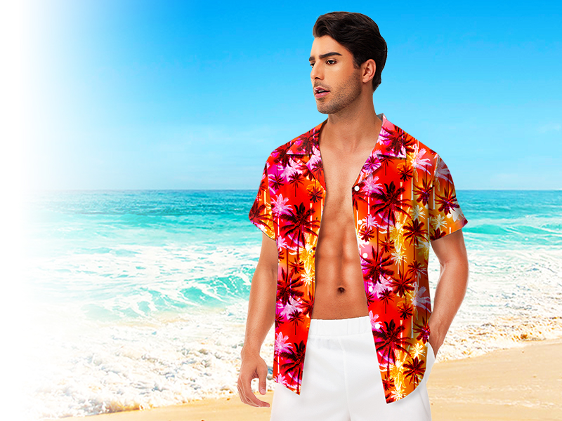 Mens Tropical Button Shirts Hawaiian Shirt