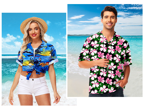 Womens Mens Floral Hawaiian Shirts