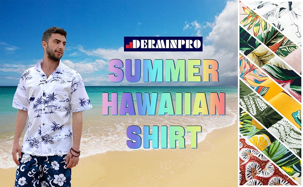 summer hawaiian aloha shirts men short sleeve tropical floral printed button up t-shirts light