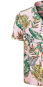 summer hawaiian aloha shirts for men beach party pink lightweight big leaves tropical shirts polo