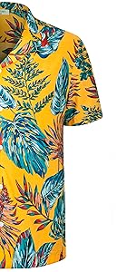 summer yellow aloha shirt short sleeve quick dry spread polo collar hawaiian beach t-shirts