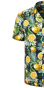 summer yellow lemon aloha shirt short sleeve quick dry floral print hawaiian beach t-shirts