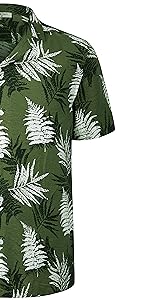 summer olive aloha shirt short sleeve lightweight palm tree leaves hawaiian beach t-shirts