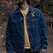 Yellowstone Dutton Ranch Y Logo Embroidered Denim Jacket