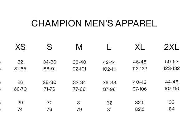 Champion Men&amp;amp;amp;amp;amp;#39;s Size Chart