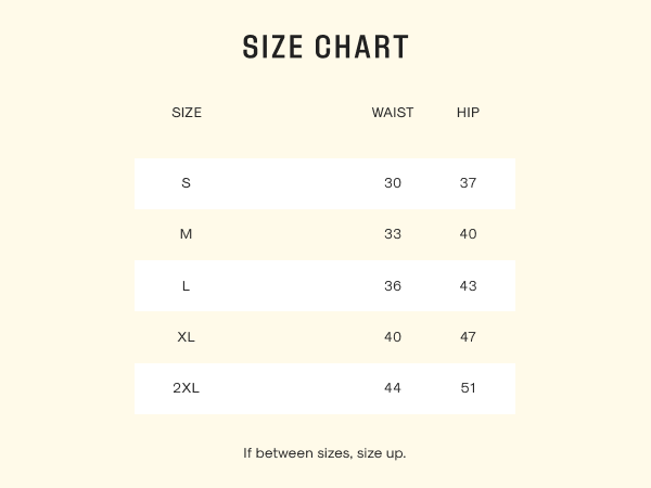 Size Chart Bottoms