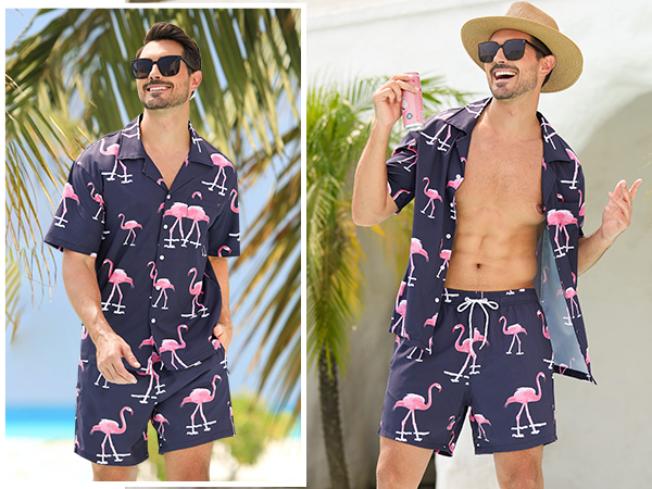 men 2 piece short sets outfits summer