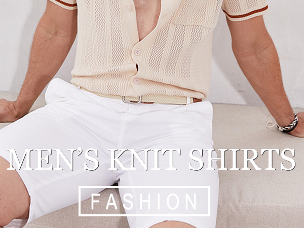 knit button down shirt men