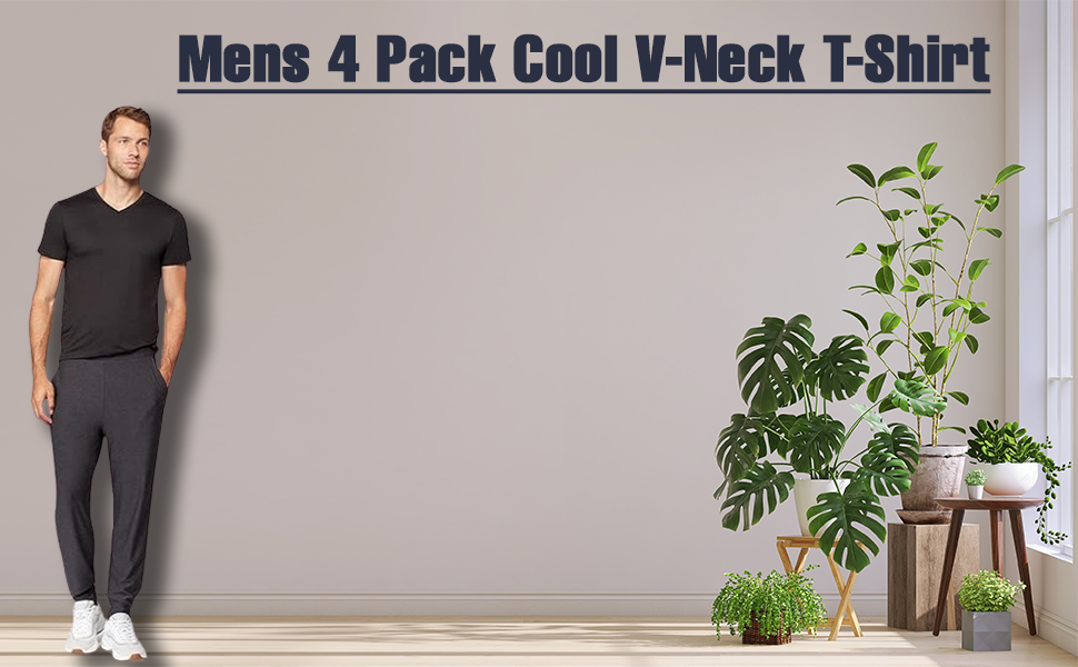 Mens 4 Pack Cool V-Neck T-Shirt