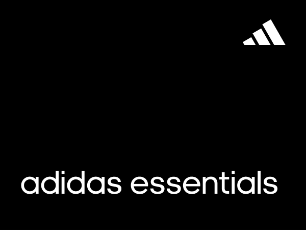 Image of a black rectangle with adidas logo. Text says "adidas essentials"