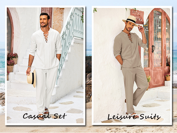 mens 2 piece linen set