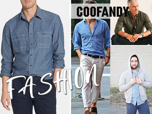 COOFANDY Mens Casual Long Sleeve Button Down Dress Shirts Wrinkle Free Chambray Shirt