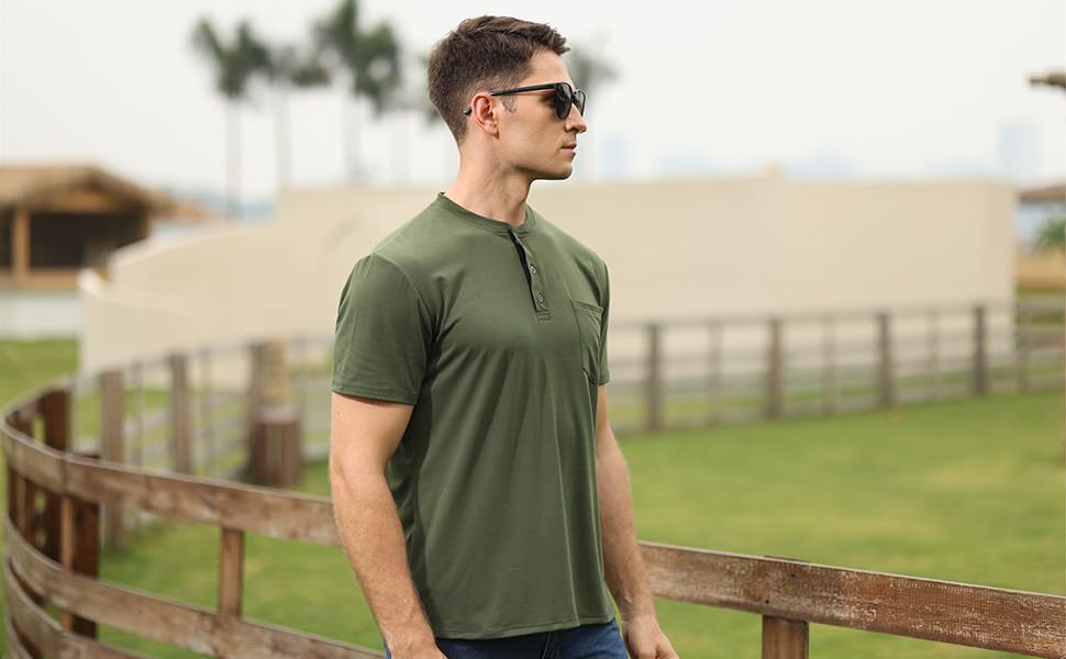 mens henley short sleeve