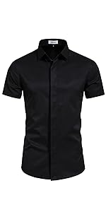 VANCOOG Mens Short Sleeve Dress Shirt