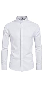 VANCOOG Mens Long Sleeve Dress Shirt