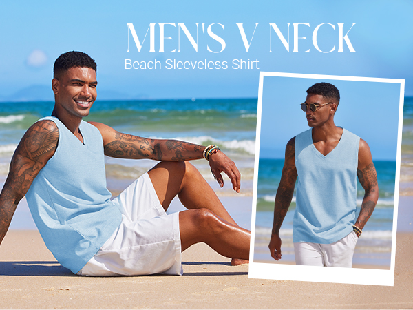 mens sleeveless beach shirt