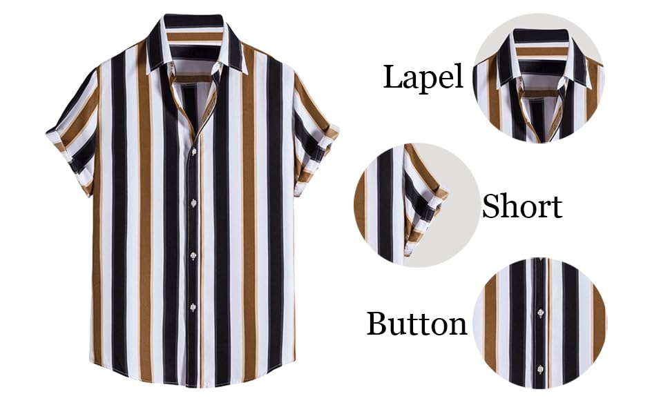 Button Down Striped Print Shirts