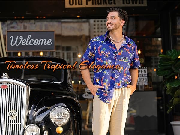 en Beach Tropical Casual Aloha Shirt