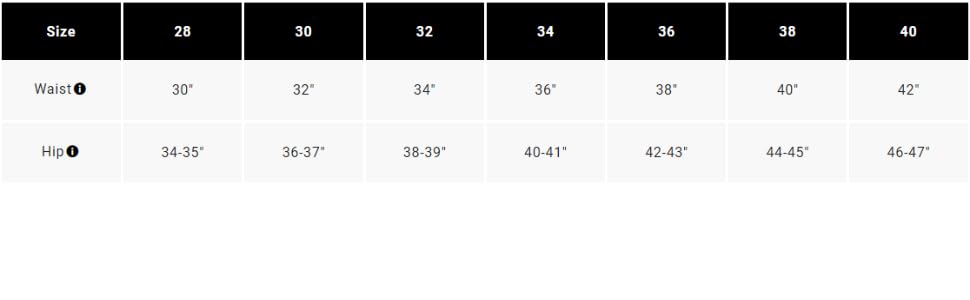 Mens MTB Shorts Sizing Chart