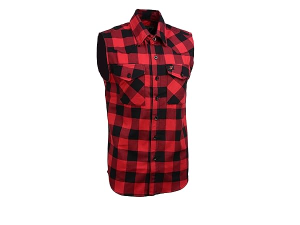 Milwaukee Leather Mens Black red orange green yellow and Grey Checkered Cut Off Flannel Shirt