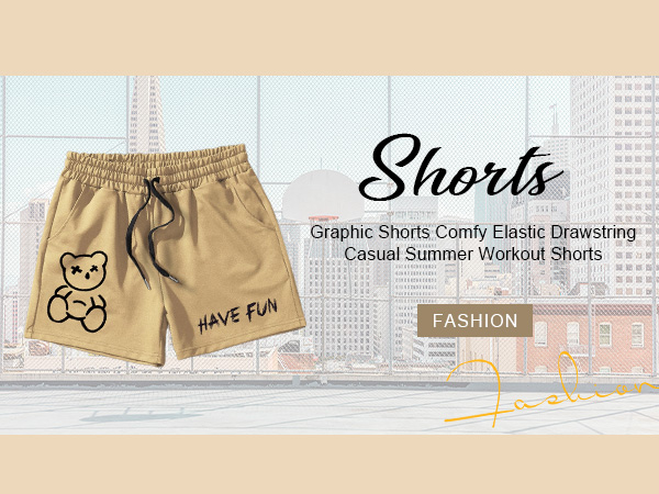 Graphic Shorts Comfy Elastic Drawstring Casual Summer Workout Shorts