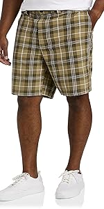 DXL Big and Tall Essentials Waist-Relaxer Plaid Shorts