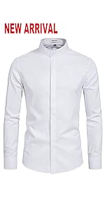 VANCOOG Mens Long Sleeve Dress Shirt