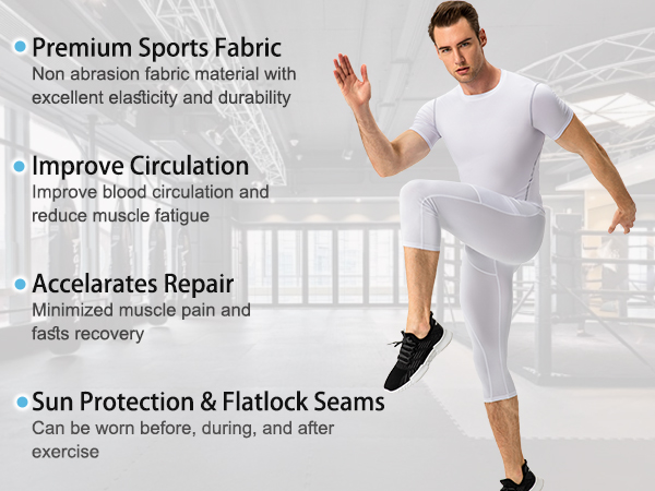 compression 3/4 pants for men