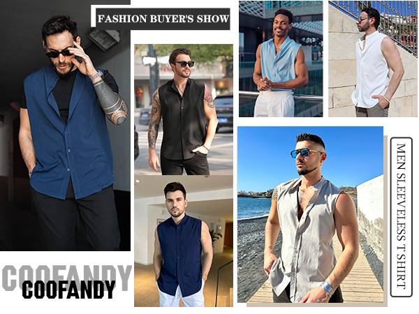 Men Sleeveless Button Up Shirt 