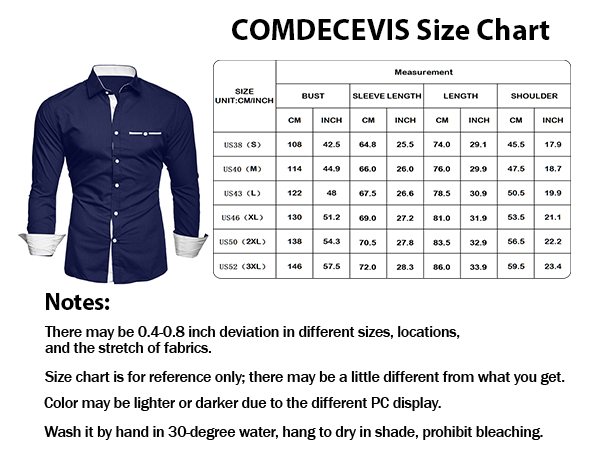 Comdecevis Men''s Dress Shirts