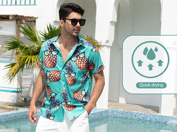 ALISISTER Men''s Novelty Button Down Dress Shirts 3D Pattern Summer Hawaiian Tops