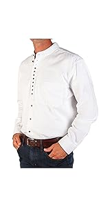 mens banded collar shirt white 1-2 ratio