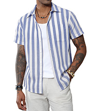 Mens Striped Linen Shirt