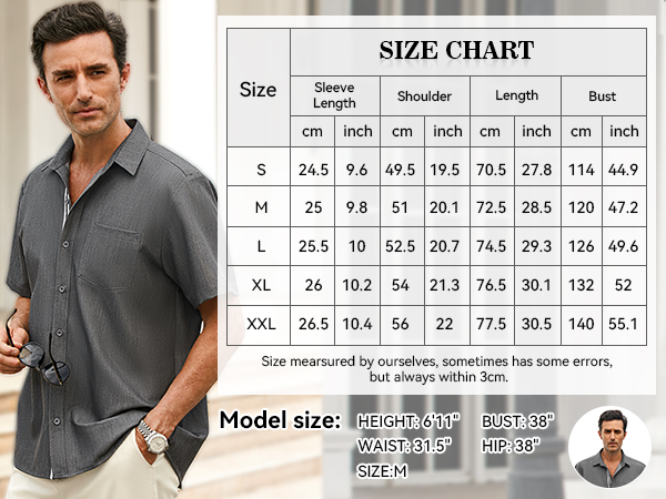 Men''s Button Down Shirts Short Sleeve Casual Dress Shirts Denim Stretch T-Shirts