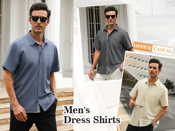 Men''s Business and Casual Short Sleeve Dress Shirts